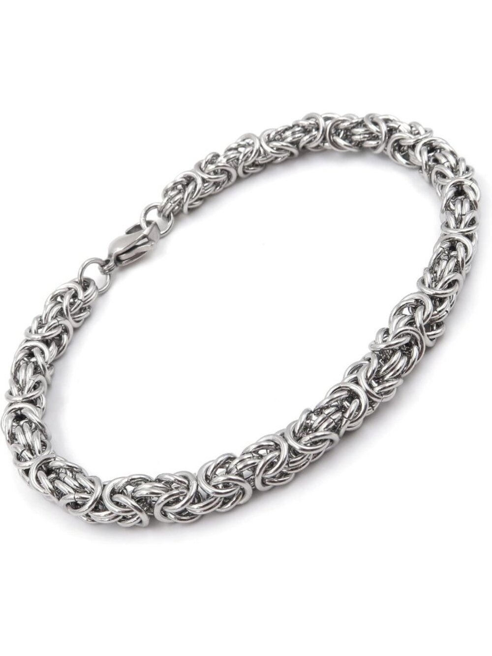 Unisex Stainless Steel Byzantine Chain Bracelet - 6mm, Adjustable 7-9 Inches